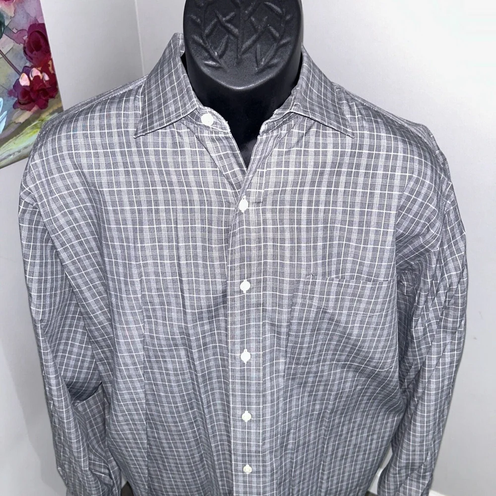 Polo Ralph Lauren Shirt Mens Sz 17.5 36/37 Philip Button Down Gray Plaid